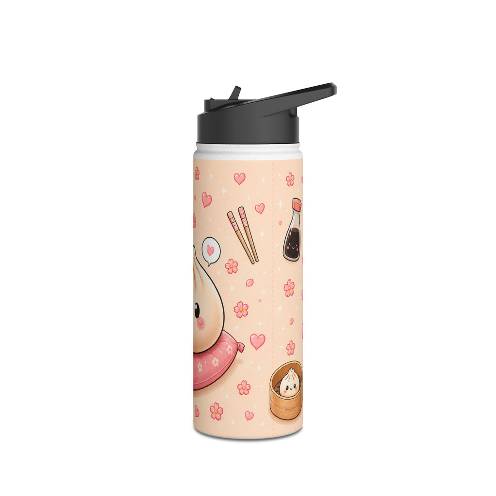 Cute Dumpling Stainless Steel Water Bottle — Kawaii Dim Sum Design