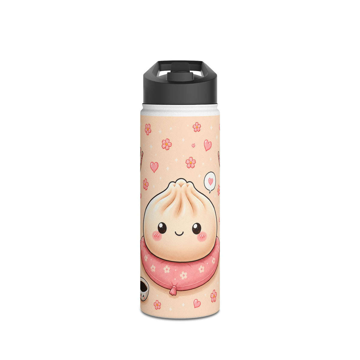 Cute Dumpling Stainless Steel Water Bottle — Kawaii Dim Sum Design