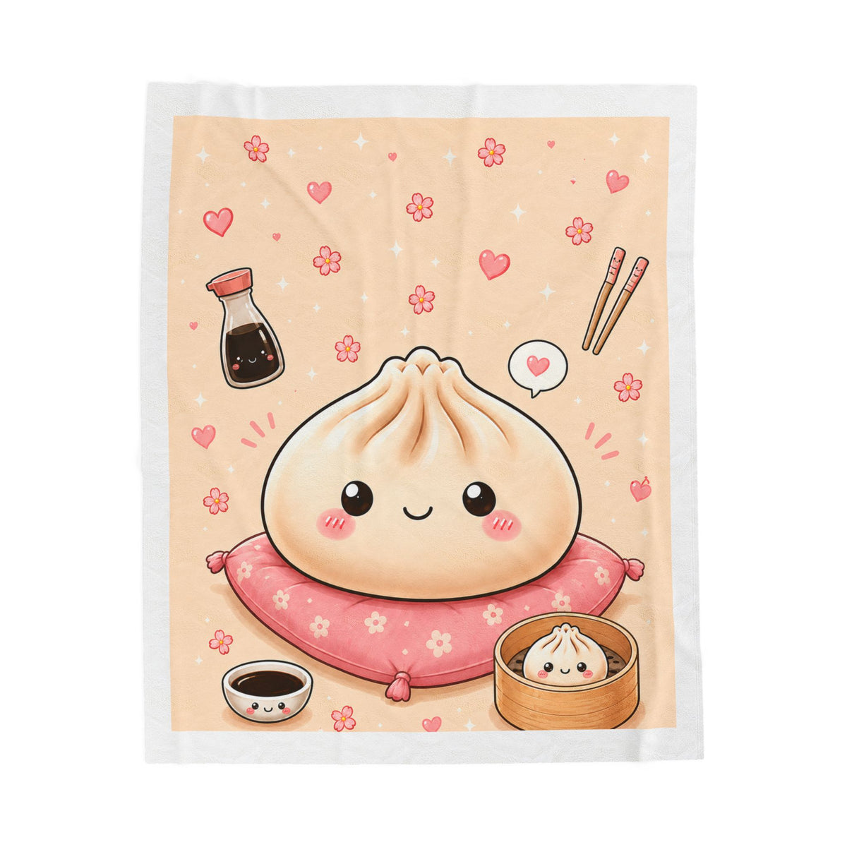 Kawaii Squishy Dumpling Velveteen Plush Blanket