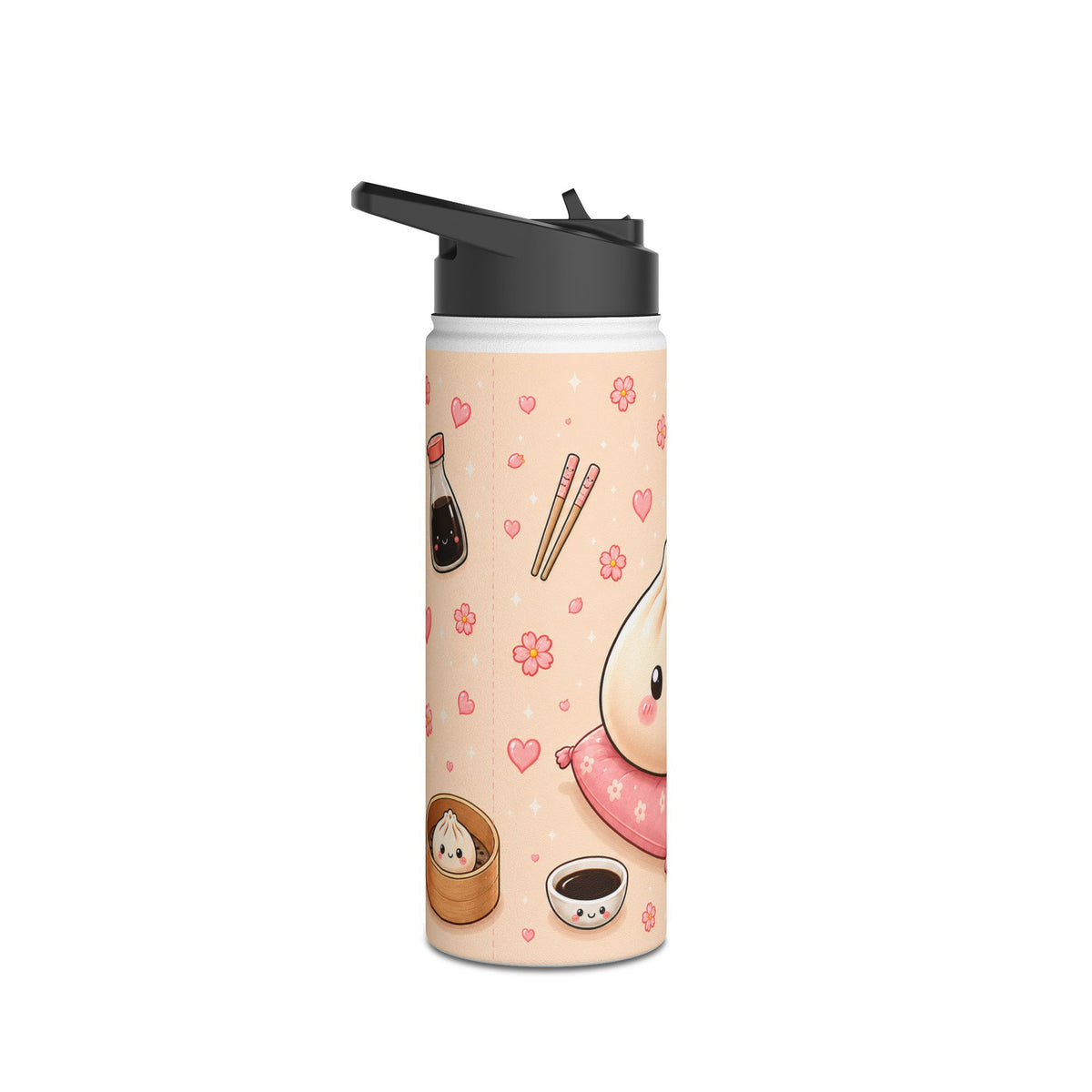 Cute Dumpling Stainless Steel Water Bottle — Kawaii Dim Sum Design