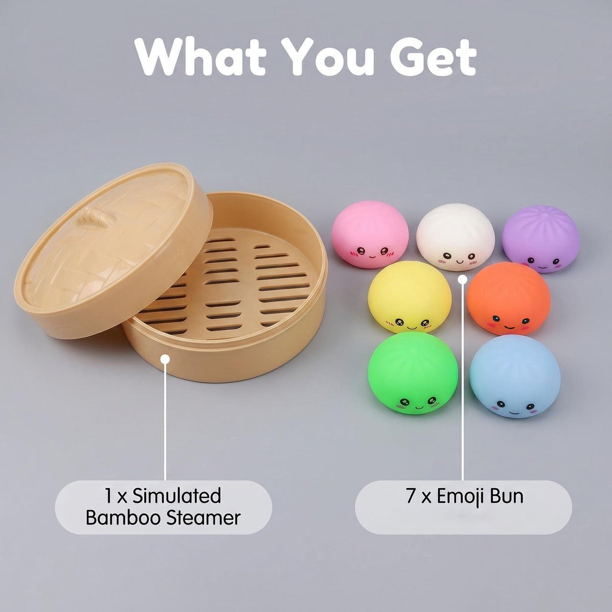 Mochi-Style 7pcs Rainbow Scented Mini Squishy Dumplings in Steamer