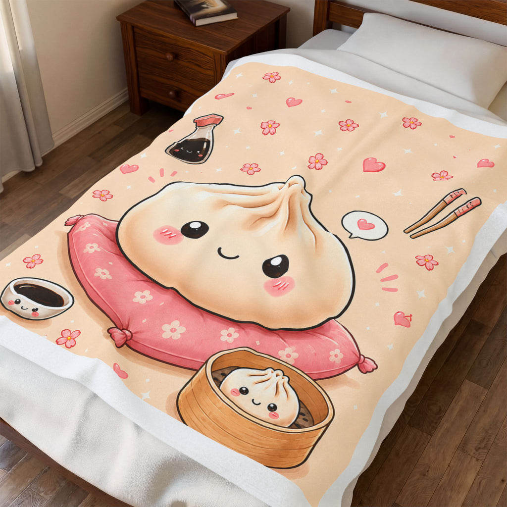 Kawaii Squishy Dumpling Velveteen Plush Blanket