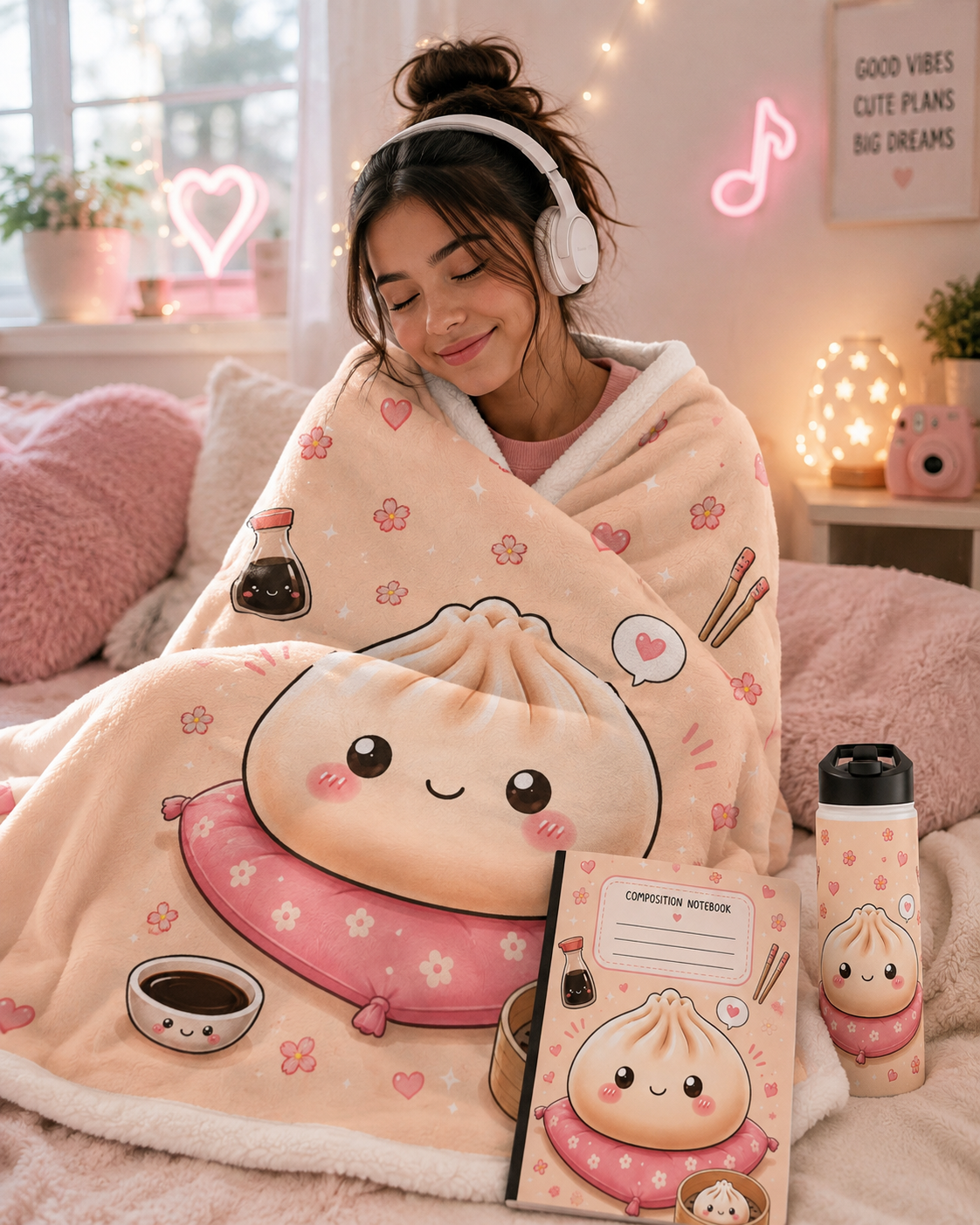 Kawaii Squishy Dumpling Velveteen Plush Blanket